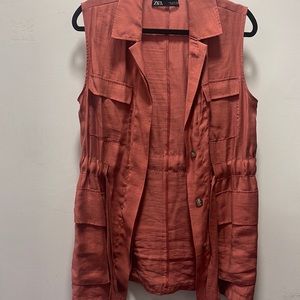 Peach collared vest